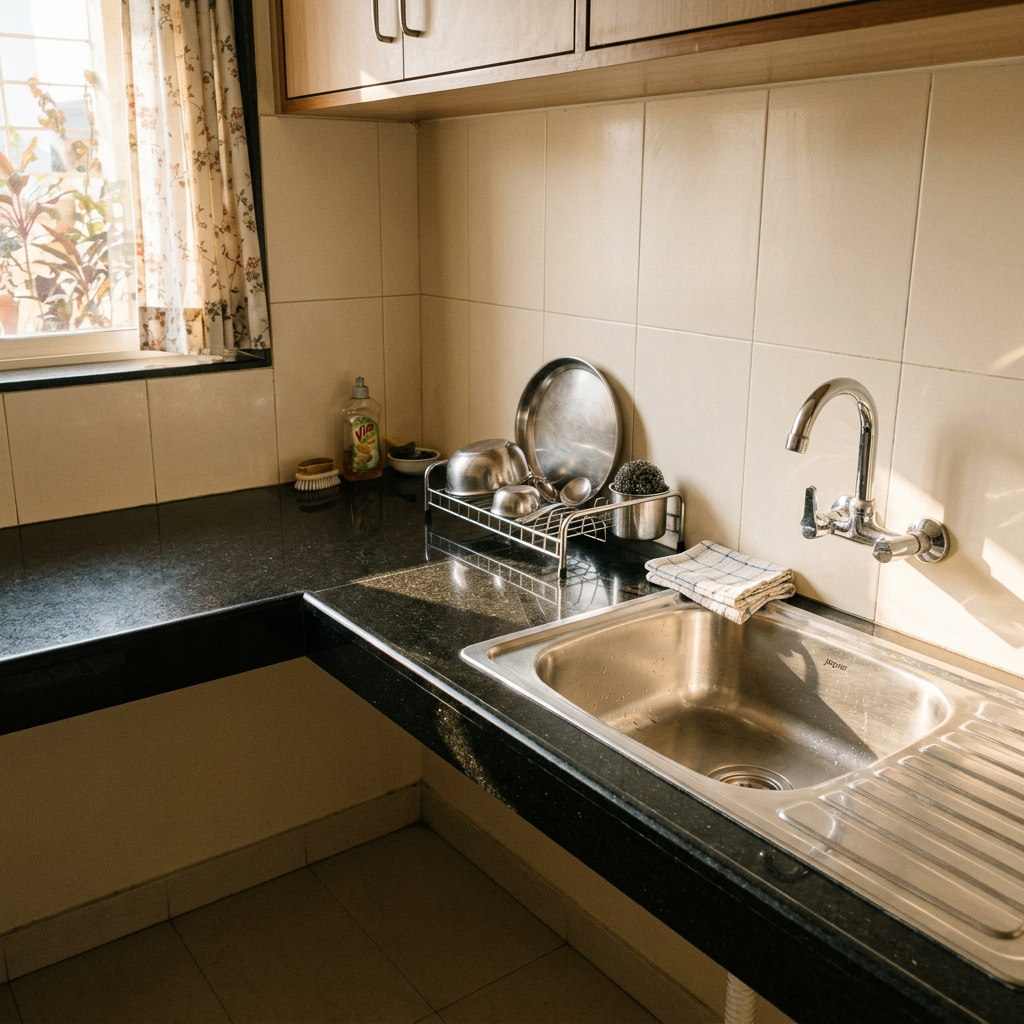 A freshly cleaned kitchen counter